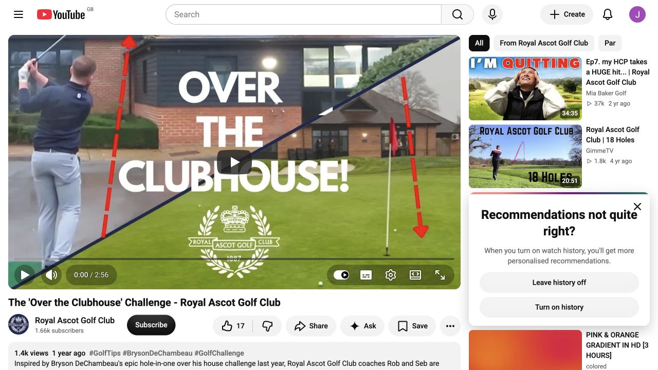 Source capture from Royal Ascot Golf Club on YouTube